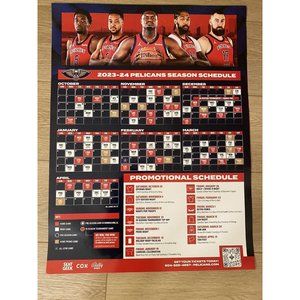 New Orleans Pelicans Poster  2023-2024 NBA Schedule